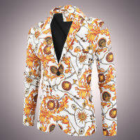 Luxury Golden Paisley ดอกไม้ Blazer Hombre แฟชั่น Single-Breasted Men Blazers แจ็คเก็ตงานแต่งงานพรหมชายเสื้อ Plus ขนาด4XL