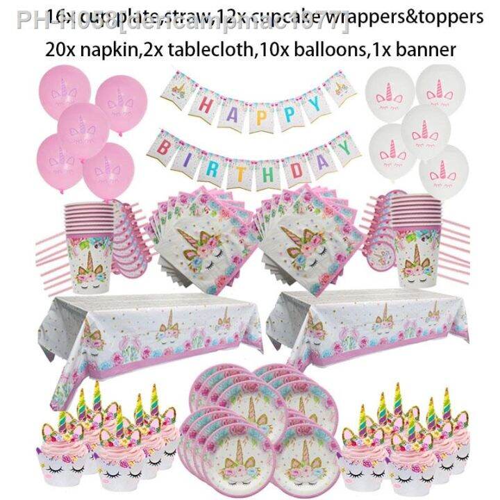 weigao-unicorn-decoration-birthday-party-decor-kids-unicorn-disposable-tableware-set-baby-shower-girl-birthday-party-supplies