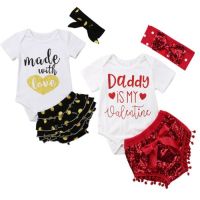 Valentine  Toddler Baby Girl Tops Romper Sequin Tutu Shorts Outfits Set Clothes Size 0-24M  by Hs2023