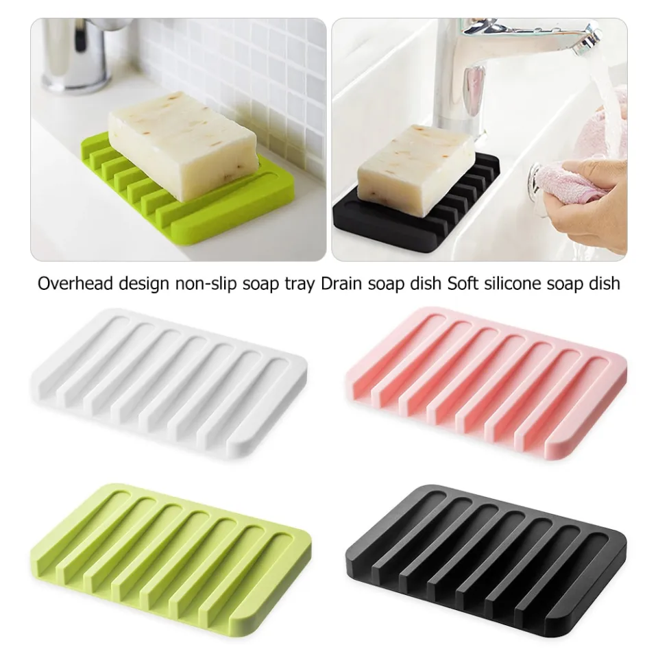 Bathroom Soap Dishes Dish Holder Stand Saver Tray Case for Shower-Silicone  Rubber Drainer Dishes for Bar Soap Sponge Scrubber Bathroom Kitchen