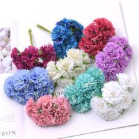 【hot】۞ﺴ♣  6pcs/Lot Carnation Bouquet  Artificial Silk Flowers Wedding Decoration Scrapbooking Wreath Fake