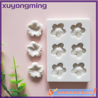 Xuyongming 1ชิ้น6ช่อง3D ห้ากลีบตกแต่งเค้กแบบ DIY แบบพิมพ์ซิลิโคนรูปดอกไม้แม่พิมพ์เค้กคุ้กงานฝีมือดินอบ