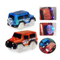 【CC】 ZK30 Magical Car Racing Bend Rail With Flashing Lights Gifts Kids Blue/