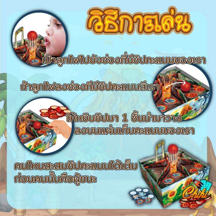 บอร์ดเกม-ไดโนเสาร์ภูเขาไฟระเบิด-blow-dragon-ของเล่นสำหรับครอบครัว-เล่นได้-2-4-คน