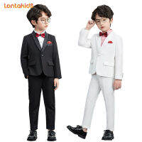 lontakids 2-14ปีชุดสุภาพบุรุษชายเด็กงานแต่งงานวันเกิด Dresswear เครื่องแต่งกายอย่างเป็นทางการชุดสีขาวสีดำพอดีตัวเสื้อผ้าชุดสูทสำหรับสตรี