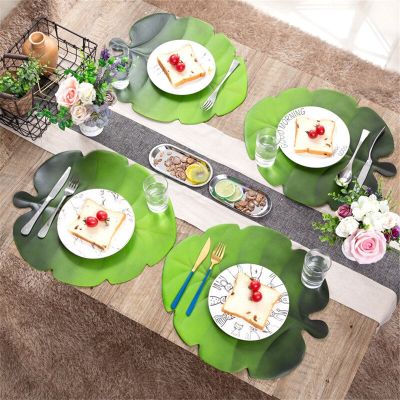 1Pc Creative Leaf Placemat EVA Table Mat Waterproof Oil-proof Heat Insulation Outdoor Wedding Party Decor