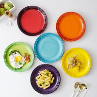 le creuset stoneware porcelain stir-fry round plate 23cm household fruit tableware porcelain plate steak plate