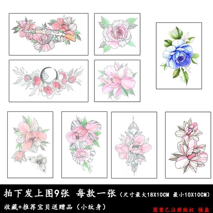 beautiful-colored-plain-flower-chest-and-shoulder-flower-tattoo-stickers-waterproof-female-long-lasting-simulation-sexy-cute-korean-japanese-clavicle