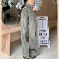 CDO DaDulove New Korean Version of INS Retro Washed Jeans Raw Edge High Waist WOMENS Wide-leg Pants Large Size Trousers