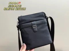 Gift Box Packing] Original Pradaˉ Nylon Phone Pouch Flap Shoulder Bag Men  and Women same Style Small Crossbody Bag