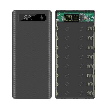 18650 Battery Case DIY Case LCD Display Support 20000MAh LCD Display for 8X18650 Battery Black