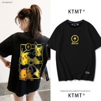 【HOT】Pokemon T-shirtT-shirtเสื้อยืดโปเกม่อนเสื้อยืดPokémon เสื้อยืดแขนสั้นสำหรับผู้ชายและผู้หญิงหลวมผ้าฝ้าย Pikachu Picch100%cotton