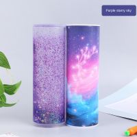 Pencil Case Translucent Quicksand Pencil Cases Multifunction Pencil Box Creative Cylindrical Pencil Box Large Capacity Kid Whole