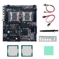 X99 Dual CPU Motherboard+2XE5 2620 V3 CPU +SATA Cable+Thermal Pad LGA 2011 PCI-E16X 8XDDR4 Slot X99 X8 for ALEO Mining Replacement Parts