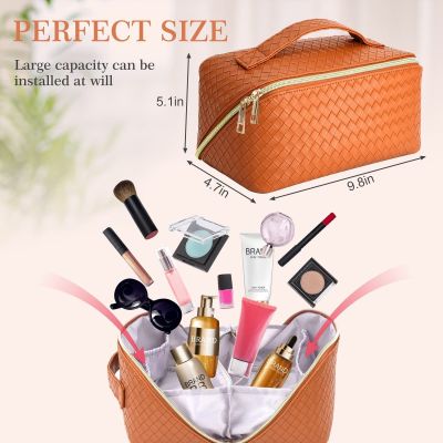 Large-capacity travel cosmetic bag portable leather cosmetic bag waterproof bathroom wash bag for women multi-functional cosmeti