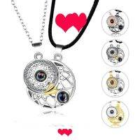 Exquisite fashion sun and moon love projection magnetic couple matching necklace creative silver-plated necklace birthday gift Fashion Chain Necklaces