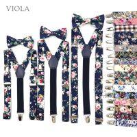 3 Sizes Floral Cotton Suspenders Bow Tie Sets Men Women Kids Braces Adjustable Straps Male Pants Shirt Girl Skirt Accessory Gift