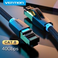 Vention สายเคเบิลอีเทอร์เน็ตสายเคเบิลเสริม RJ45ไนลอนถักสายเชื่อมเครือข่าย40Gbps 2000Mhz สำหรับแล็ปท็อป PS4เราเตอร์ Cat 8สาย Lan