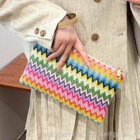 hot【DT】ﺴ  Colorful Woven Womens Flip Clutch Beach Handbag Hand-woven Female Purse Wallet