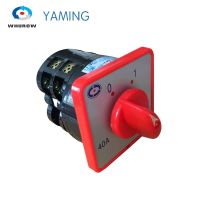 7.5kw 40A 380V 2เสาสองตำแหน่ง Universal Rotary Cam Changeover Switch Silver Contact Red HZ5-407.5 L02