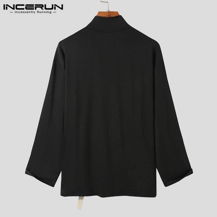 incerun-เสื้อเชิ้ตแฟชั่นสําหรับผู้ชายแขนยาวสีคมชัด-2-ชิ้น