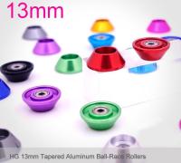 4 Pcs 13mm Tapered Aluminum Ball-Race Rollers 95497 Anti-hanging Ringless Guide Wheels For Tamiya Mini 4WD Racing Car Model