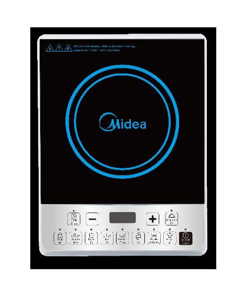 GLO Midea เตาแม่เหล็กไฟฟ้า 2100 วัตต์ ระบบปุ่มกด 6 ฟังค์ชั่น แถมหม้อสแตนเลส MI-WT2100 สีดำ