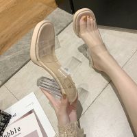 Transparent High Heels Chunky Heel Fahion Shoes