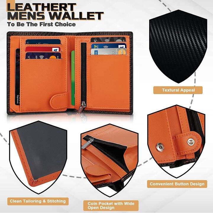 layor-wallet-teehon-คาร์บอนไฟเบอร์หนังผู้ชายกระเป๋าสตางค์กระเป๋าเหรียญ-rfid-ผู้ถือบัตรเครดิตครึ่งช่วงการออกแบบกระเป๋าสีดำ