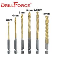 6PCS 3-8mm Saw Drill Bit HSS Composite Screw Tap ช่างไม้งานไม้พลาสติกรูโลหะเซาะร่องเครื่องมือเปลี่ยนอย่างรวดเร็ว Hex Shank