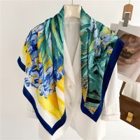 ◕ Twill Square Silk Scarf for Women 2023 Floral Print Wraps Fashion Stoles New Foulard Headband Design Hijab Lady Shawl Bandana