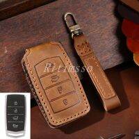 Handmade Leather Car Key Case Cover For Hyundai Genesis 2017-2020 G70 G80 G90 4 Buttons Keyless Entry Auto Accessories