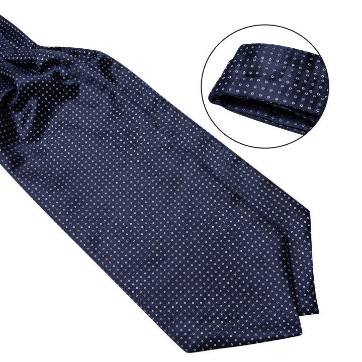 ออกแบบใหม่ผู้ชายผ้าไหม-cravat-navy-dot-อย่างเป็นทางการ-ascot-tie-ผ้าเช็ดหน้าชุดแหวนอย่างเป็นทางการ-self-tie-เนคไท-dibangu