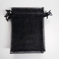 【LZ】❣  Saco preto de organza com cordão saco para embalar jóias sacos para exibição de presentes para festa de casamento aniversário caixa de sacos para presente com 100 peças