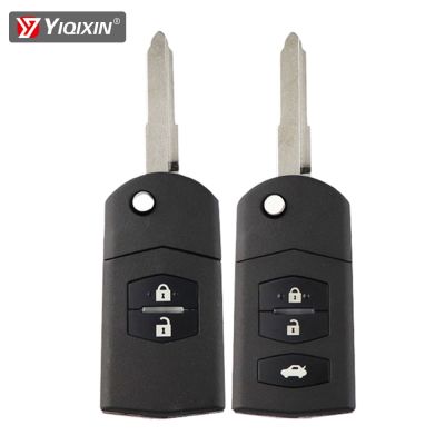 YIQIXIN เคสกรอบกุญแจรถยนต์แบบกดปุ่มพับได้มีปุ่ม2/3สำหรับ Mazda 2 3 5 6 RX8 MX5 M6ปลอกกุญแจรีโมต CX5