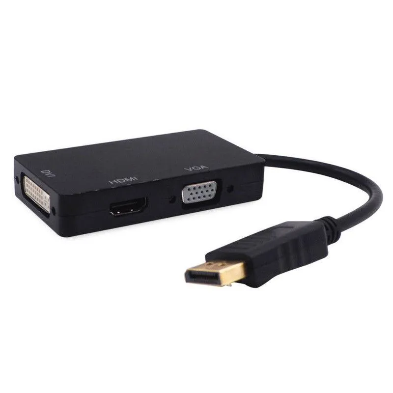 3 in 1 1080P Display Ports Male to HDMI DVI VGA Female Cable Adapter Converter