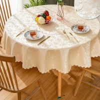 Corinada PVC Round Table Cloth Waterproof Oil-Proof Tablecloth Dining Cover for Wedding Party Hotel Banquet Decor