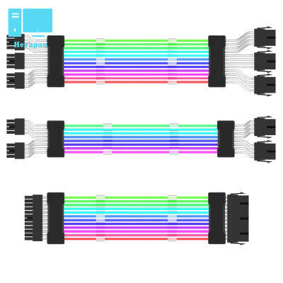 สายไฟแหล่งจ่ายไฟแผงวงจรคอมพิวเตอร์สายพ่วง5V Argh แถบไฟ24pin/2 X 8pin / 3 X 3pin