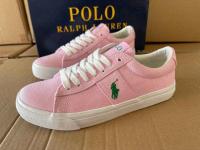 Ralphˉ Laurenˉ 2022 early summer girly cherry blossom pink slimming lace-up low-top round-toe sneakers for women Korean style