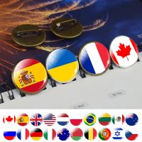 【YF】 Flag Brooch Pins Ukraine Canada Russia Brazil Spain Poland Flags Badge