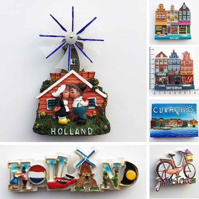 ㍿✁ Netherlands Curacao Fridge Magnets Tourist Souvenirs Holland Windmill Amsterdam Magnetic Refrigerator Stickers Home Decor Gifts