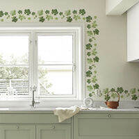 【คลังสินค้าพร้อม】สติ๊กเกอร์ติดผนังที่ถอดออกได้ Green Leaf Vine PVC Decals Self-Adhesive Corner Wallpaper Decoration