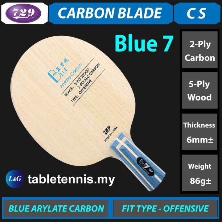 Friendship 729 Blue Arylate Carbon CS Table Tennis Blade Paddle Racket