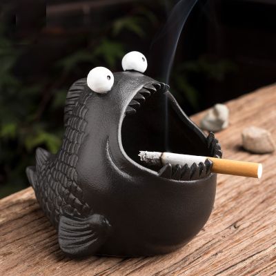 hot！【DT】□  Tao Ashtray Piranha Desktop Office Decoration Household Windproof and Fly Ash Car Small
