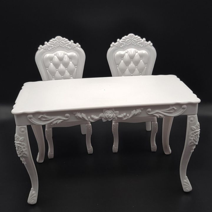 1-6-dollhouse-miniature-เฟอร์นิเจอร์ไม้สีขาวโต๊ะรับประทานอาหารเก้าอี้ชุดจำลอง-dollhouse-อุปกรณ์เสริมตกแต่ง
