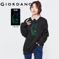 Giordanoผู้หญิง เสื้อสเวตเตอร์คอกลมพิมพ์ลายกระต่าย กระต่ายขนแกะ Free Shipping 05322831