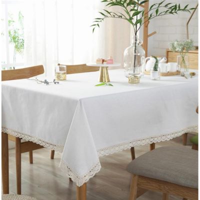 Korean Home Decor Waterproof Tablecloth Rectangle Table Cloth Cotton Linen Wrinkle Free Anti-Fading Tablecloths Dust-Proof Table Cover for Dining RectangleOblong