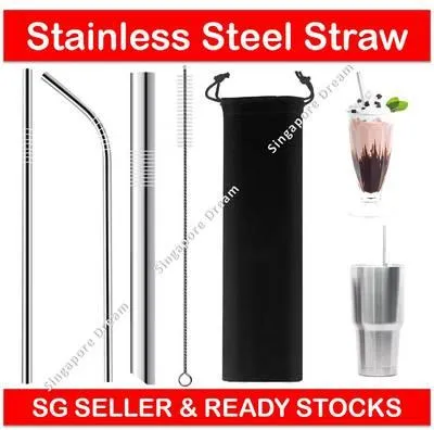EVEN Reusable BPA-Free Metal, Thick, Long, Dishwasher Safe Stainless Steel  Drinking Straws, 8.5 Inches (2 Bend and 2 Straight and 1 Cleaning Brushes)  (1 Set) 