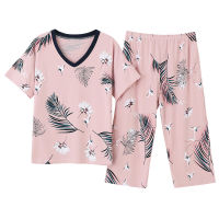 2021Large Size M-4XL Women Pajamas Sets Soft Nightwear Summer Short Sleeve Pyjamas Animal Birld Print Sleepwear Female Pijamas Mujer