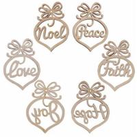 Wood Christmas Tree Ornaments 6pcs Christmas Decorations for Tree Hollow Word Decorations Cutouts Slices for Tree Christmas Wedding Holiday pretty well